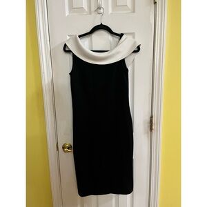 St. John Black Dress with Cream Collar
